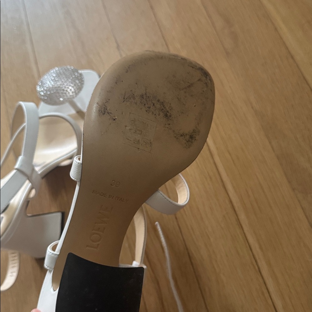 Loewe White Crystal Embellished Sandals - Picture 6 of 11